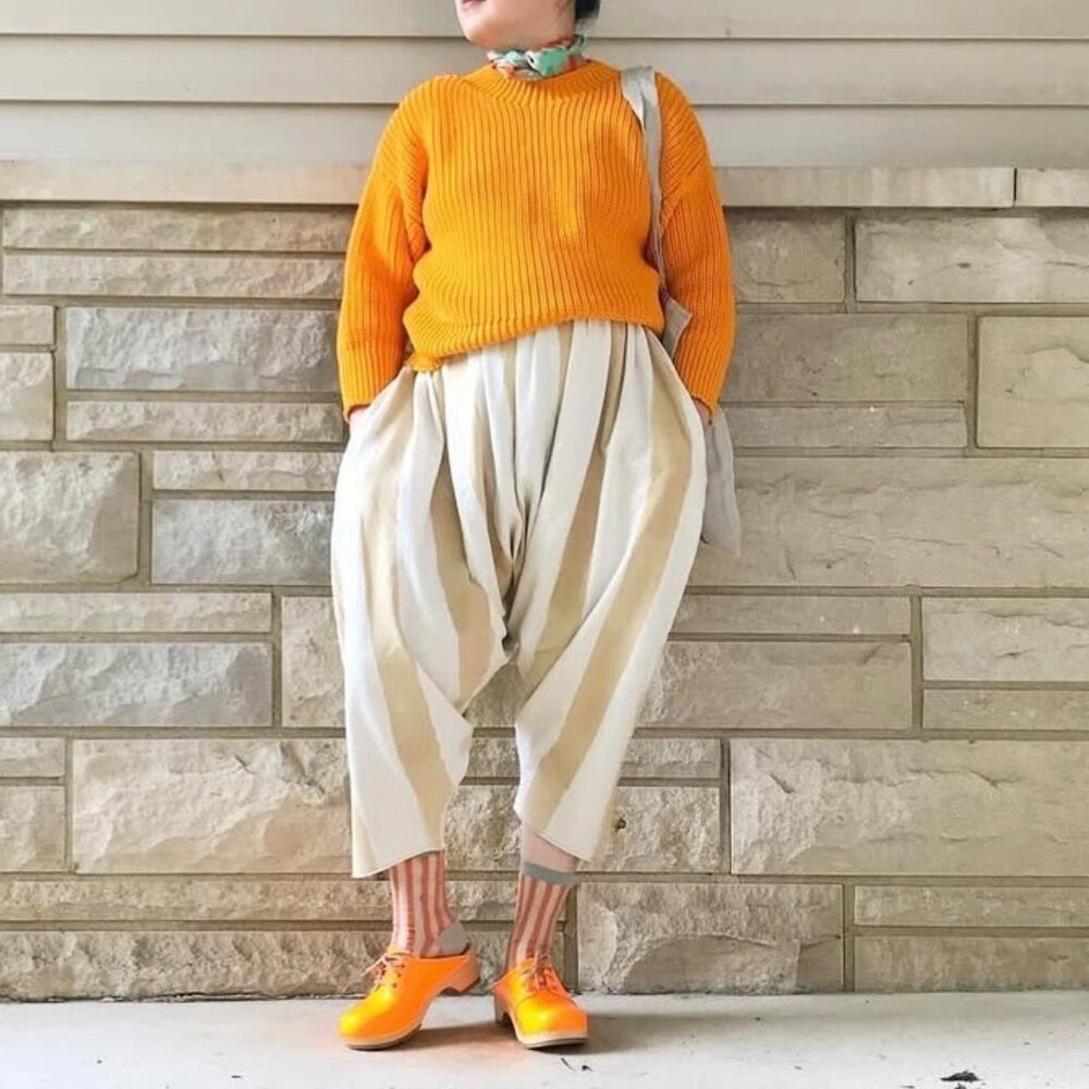 STATE Stripe Harem Drop Crotch Pants L